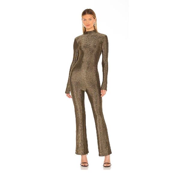 Revolve Superdown Metallic Nissa Open Back Flare Leg Jumpsuit, M - Picture 3 of 9